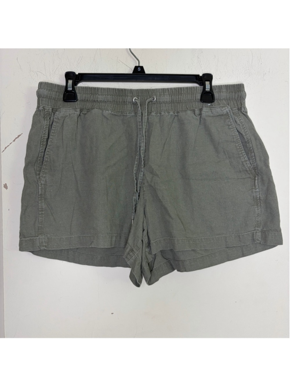 GAP Olive Green Linen Rayon Blend Pull On Drawstring Shorts Size L Coastal